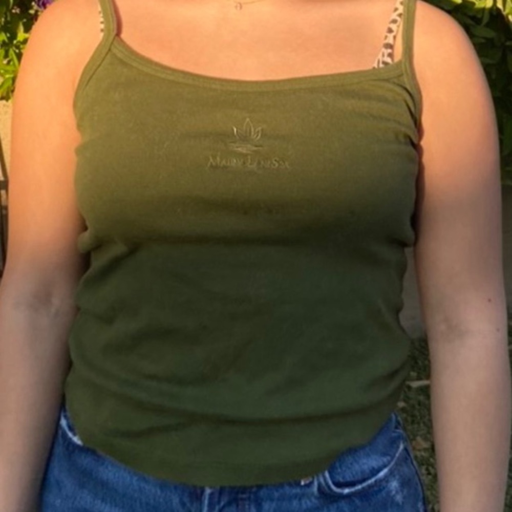 green tank top